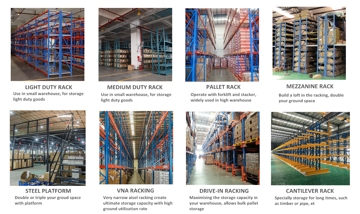 light duty rack,meduium duty rack,steel platform,vna racking,pallet rack,mezzanine rack,drive-in racking,cantilever rack